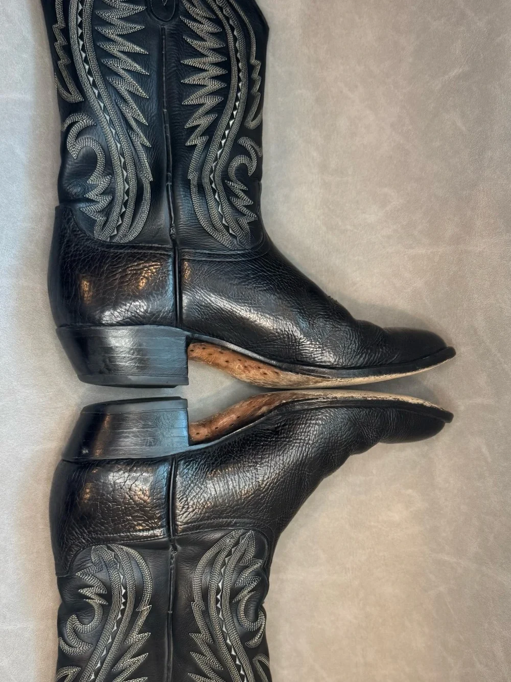 Larry Mahan El Paso Black Leather Cowboy Boots Men’s 10.5 D Western USA Made